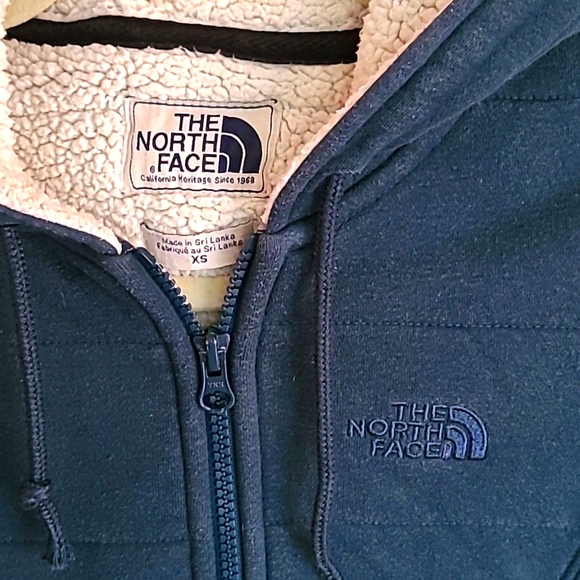 NorthFace Deep teal blue fleece lined zip front hoodie - Picture 5 of 11